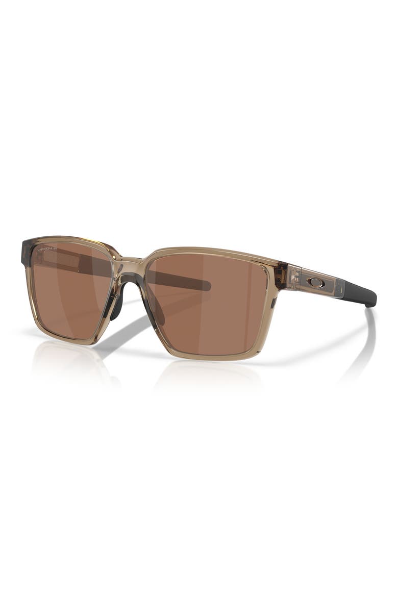 57mm Polarized Rectangular Sunglasses, Alternate, color, BROWN