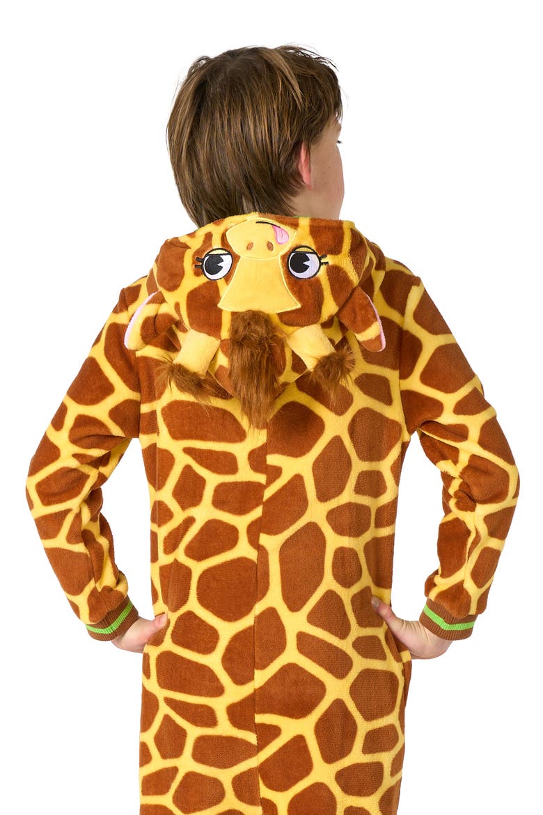 Kids' Giraffe One Piece Hooded Jumpsuit, Alternate, color, BEIGE