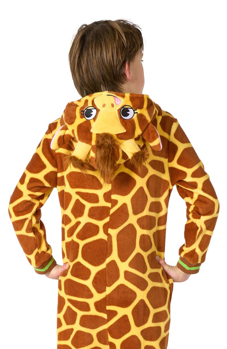 OppoSuits Kids' Giraffe One Piece Hooded Jumpsuit, Alternate, color, Beige