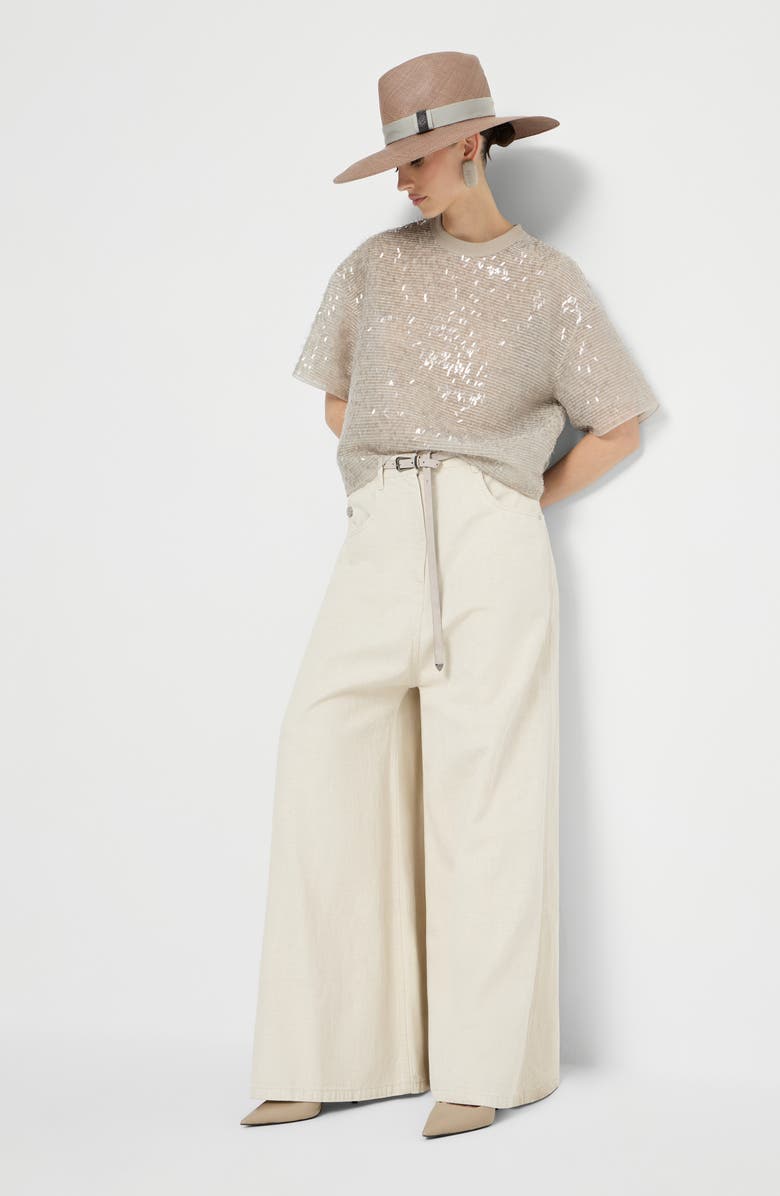 Brunello Cucinelli Wide sailor trousers, Alternate, color, Ecru