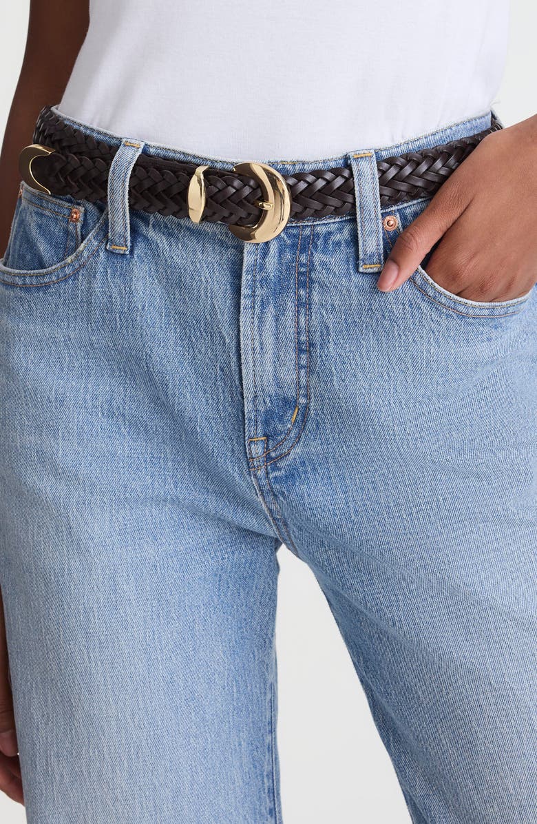 Madewell Domed Buckle Woven Leather Wide Belt, Alternate, color, Coffee Bean