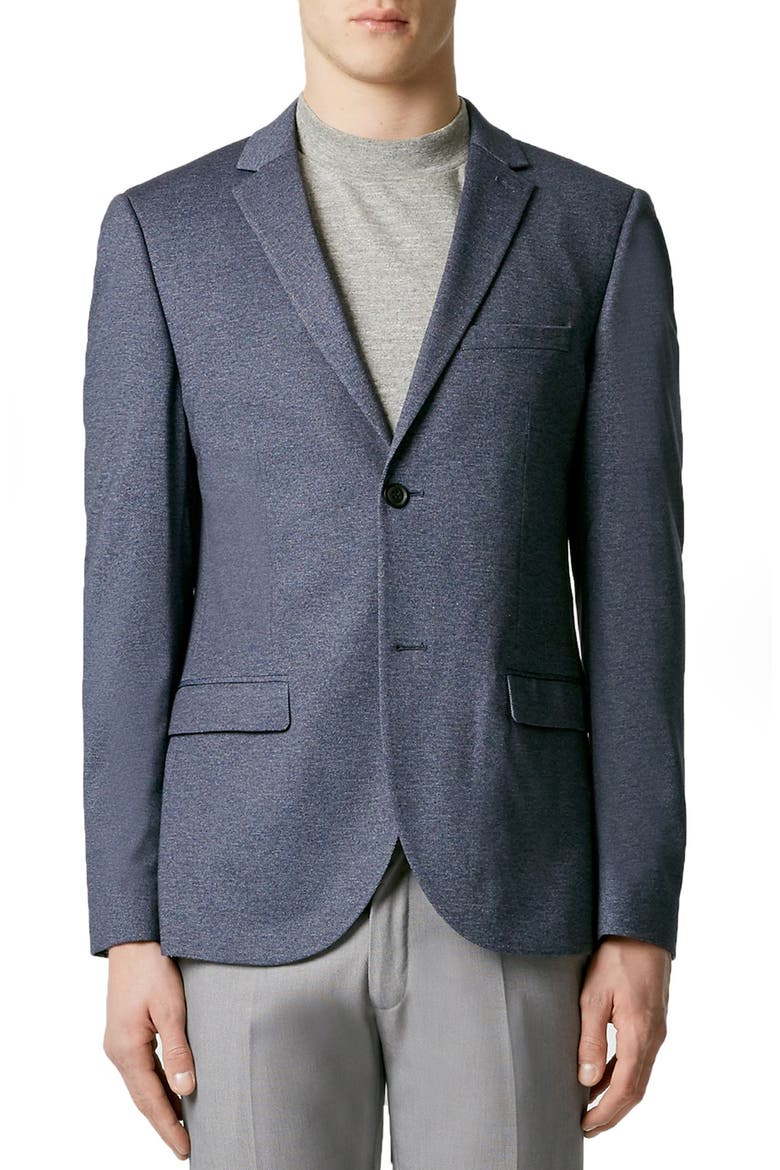 Skinny Fit Jersey Blazer, Main, color, DARK BLUE