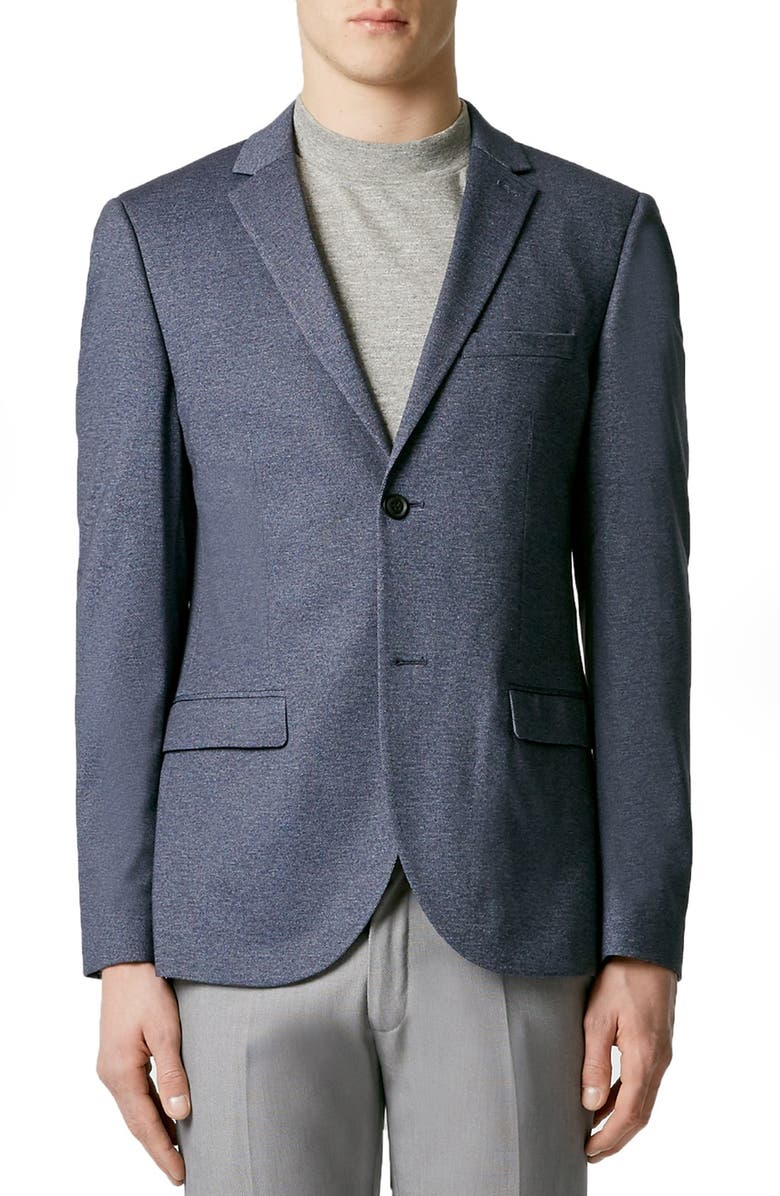 Topman Skinny Fit Jersey Blazer, Main, color, 