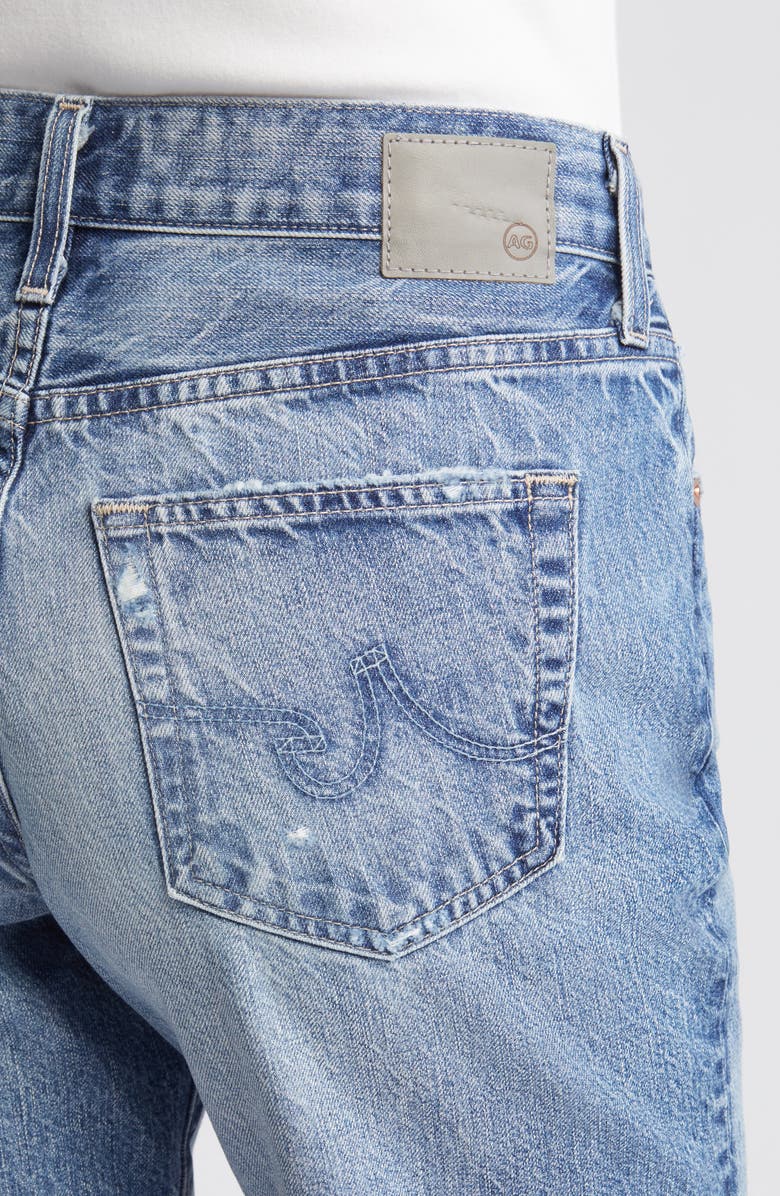 AG Ex-Boyfriend Raw Hem Mid Length Denim Shorts, Alternate, color, 