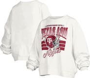 PRESSBOX Women's Pressbox White Texas A&M Aggies Janice Retro Logo Oversized Pullover Sweatshirt