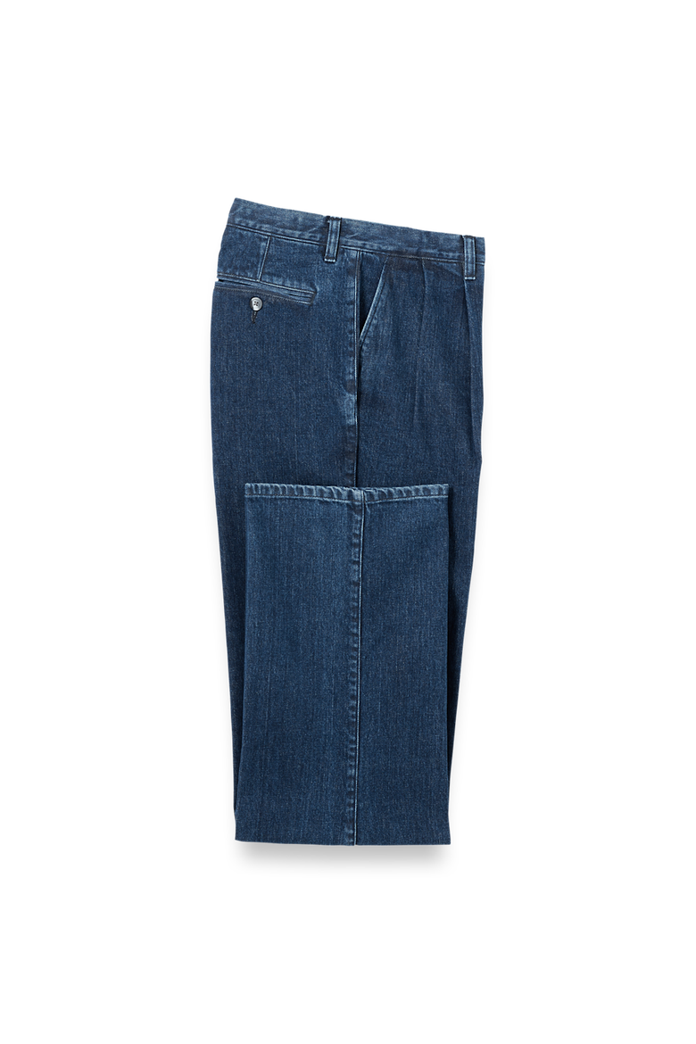 Denim Pleated Pants, Main, color, Blue