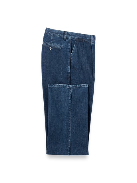 Denim Pleated Pants