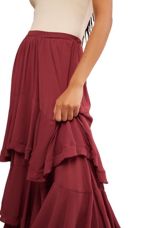 Free People Clementine Tiered Maxi Skirt In Aged Red
