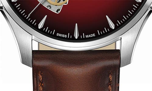 Hamilton Jazzmaster Open Heart Automatic Leather Strap Watch, 40mm In Red