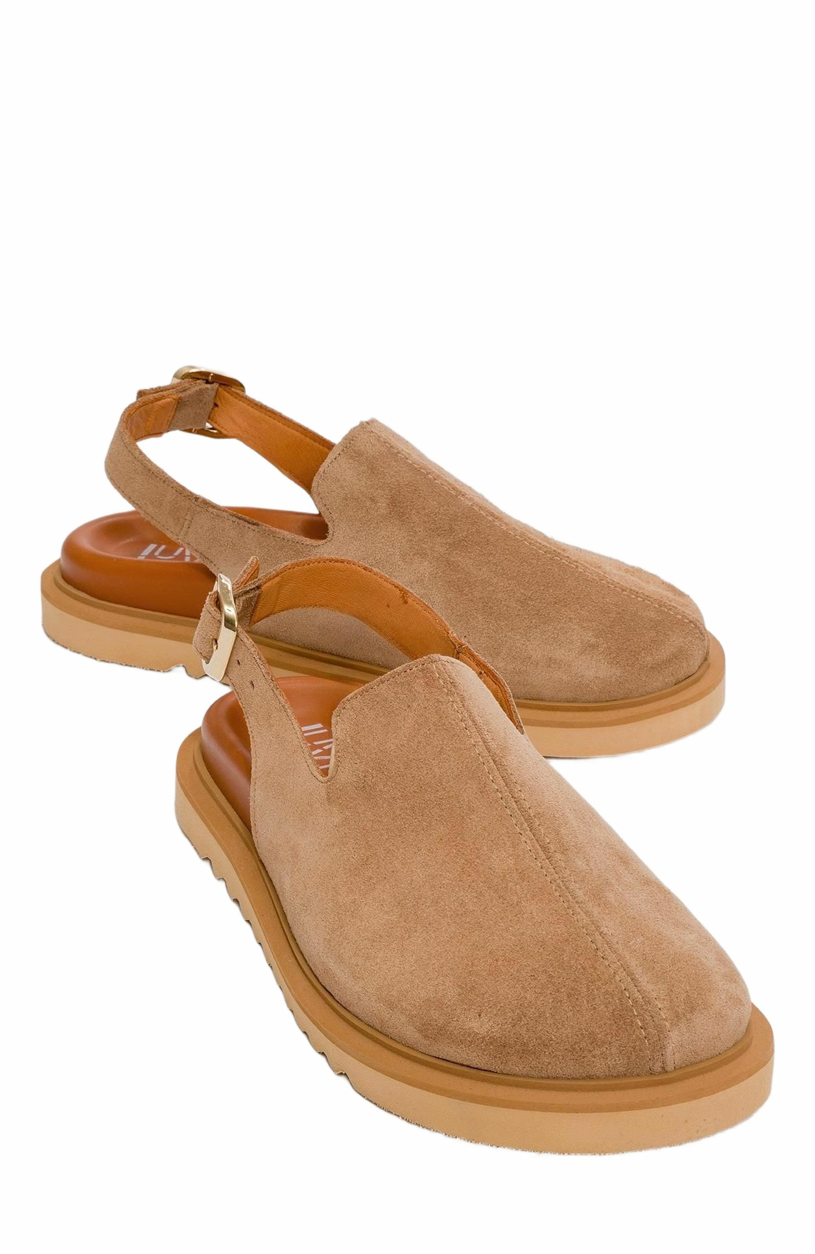 Laby Leather Clogs, Alternate, color, Cognac Suede Leather