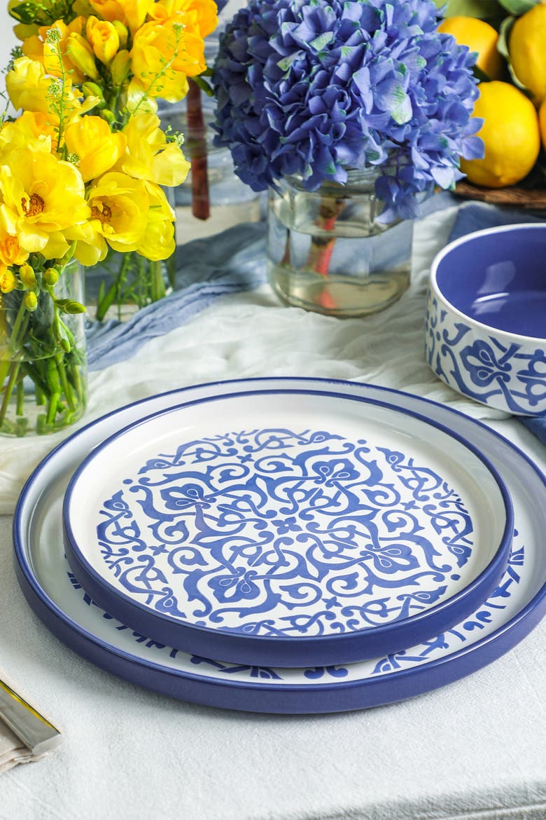 Tropea Stoneware 24-piece Dinnerware Set, Alternate, color, Blue