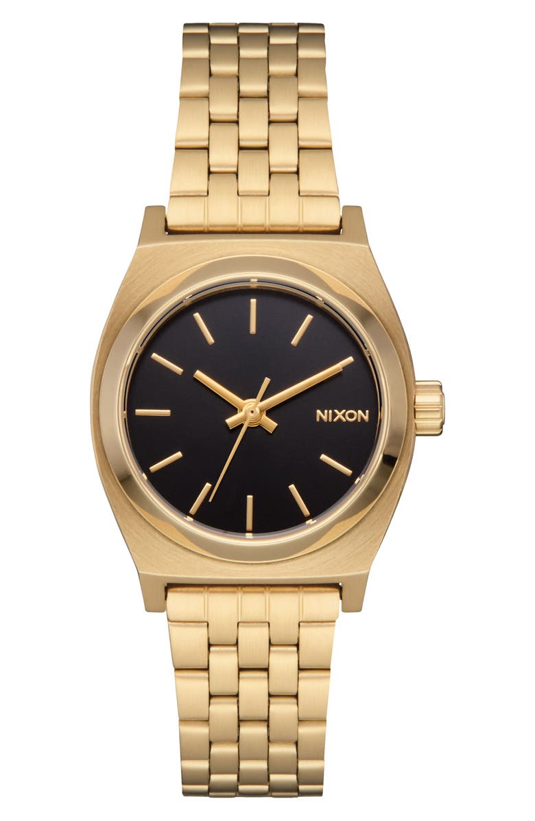 Nixon The Small Time Teller Bracelet Watch, 26mm, Main, color, Gold / Black