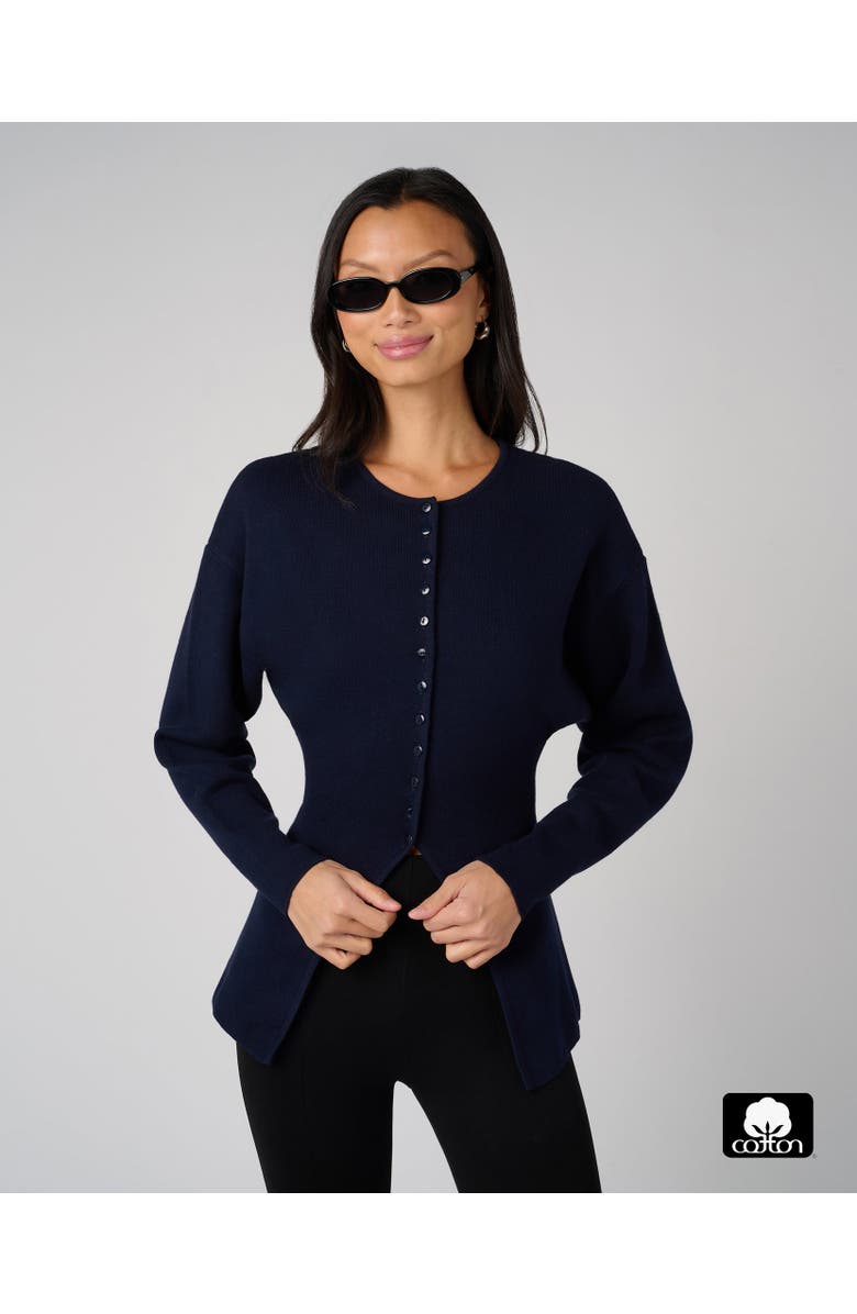 WeWoreWhat Drop Shoulder Cardigan, Main, color, Dark Navy