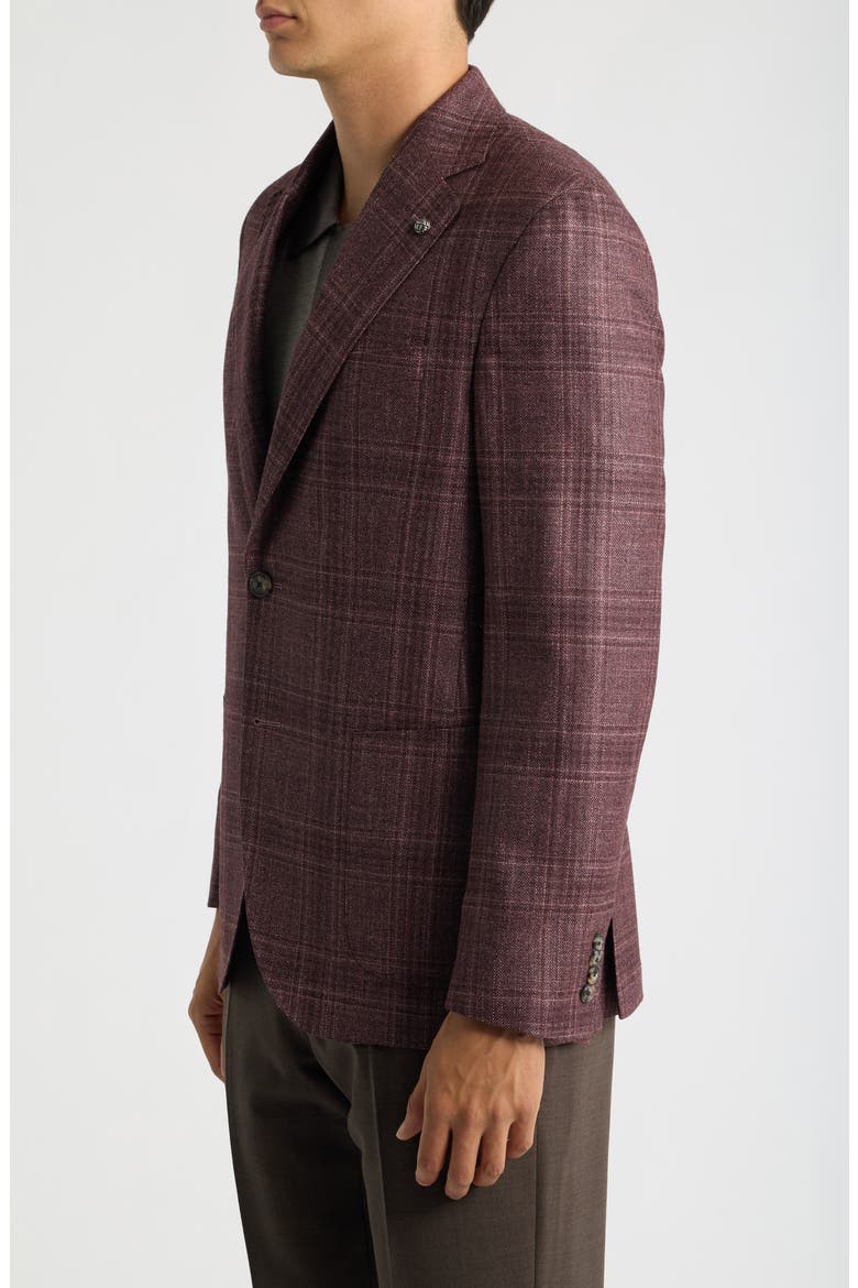 Myles Plaid Wool Blend Sport Coat, Alternate, color, WINE
