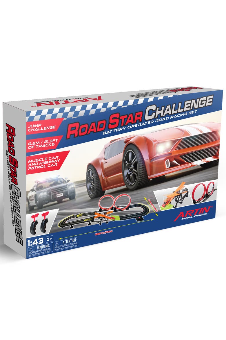 Road Star Challenge, Battery Operated Racing Set, 2 Slot Vehicles, Main, color, Multicolored
