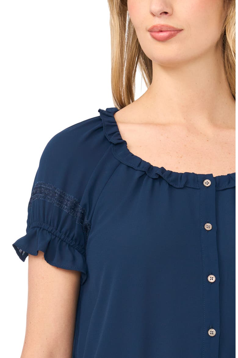 Ruffle Puff Sleeve Top, Alternate, color, CLASSIC NAVY