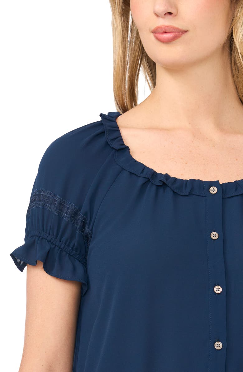 CeCe Ruffle Puff Sleeve Top, Alternate, color, Classic Navy
