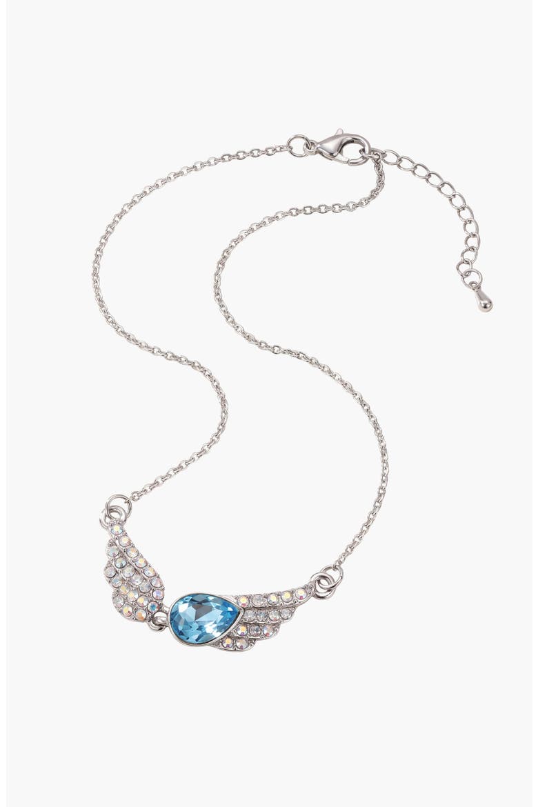 Teardrop Angel Wing Pendant Necklace, Alternate, color, Aqua
