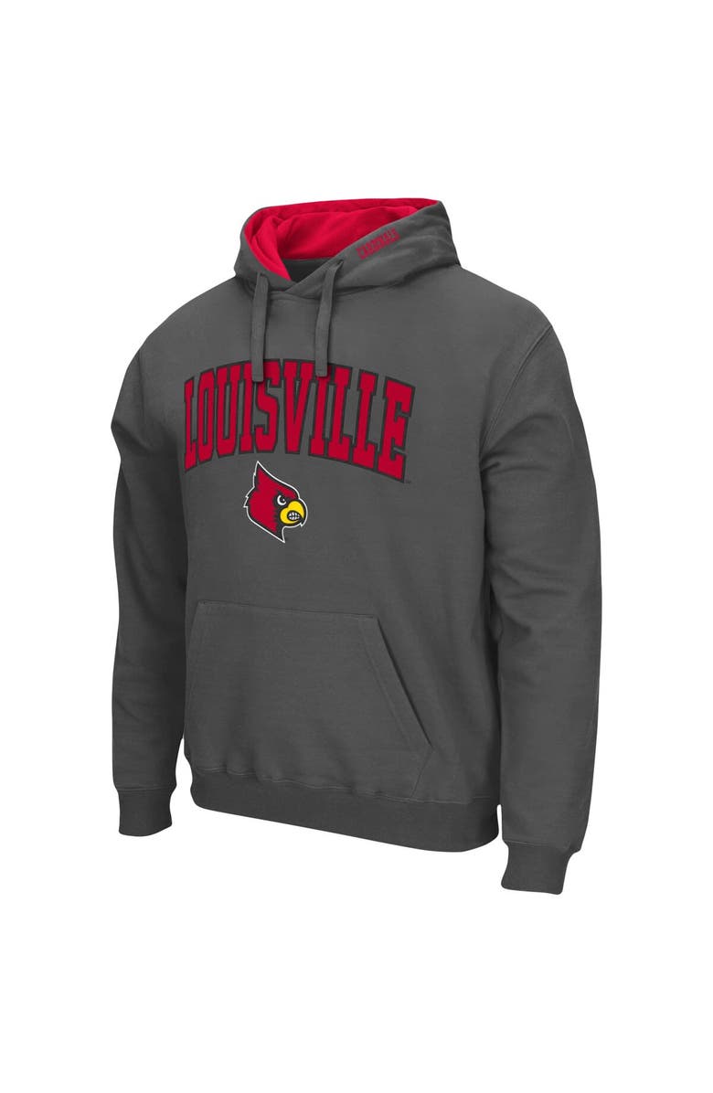 COLOSSEUM Men's Colosseum Charcoal Louisville Cardinals Arch & Logo 3.0 Pullover Hoodie, Alternate, color, Charcoal