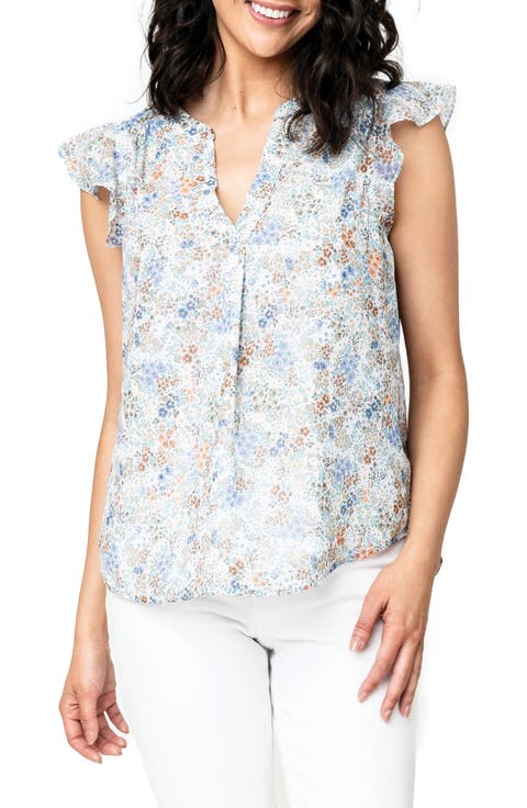 Floral Flutter Sleeve Top