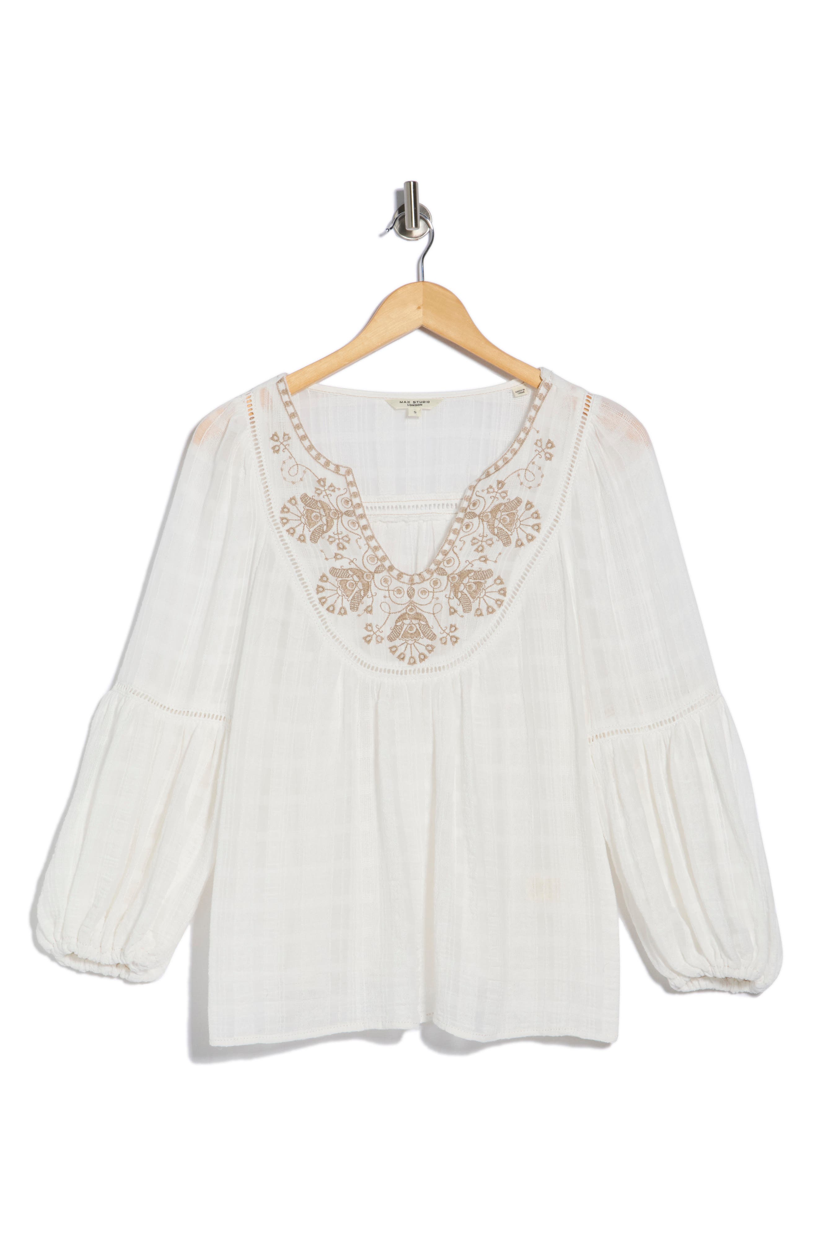 Embroidered Long Sleeve Cotton Top - image 3