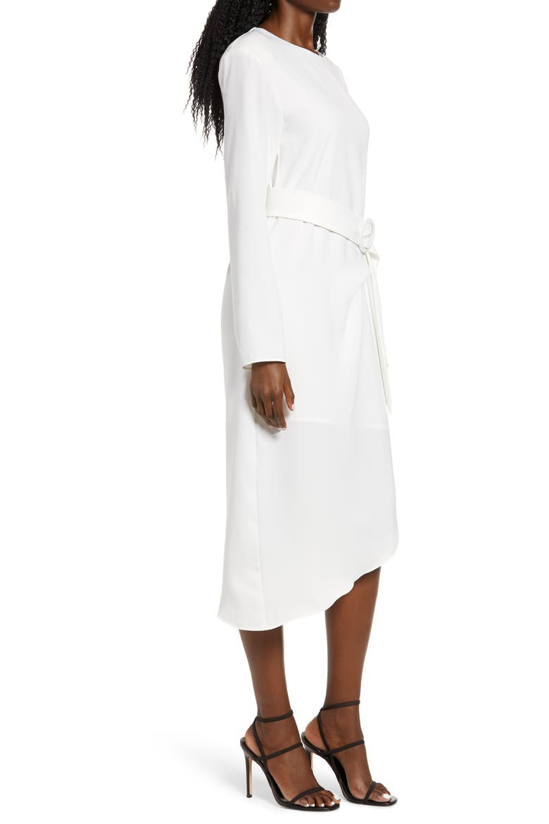 Long Sleeve Asymmetrical Dress, Alternate, color, WHITE