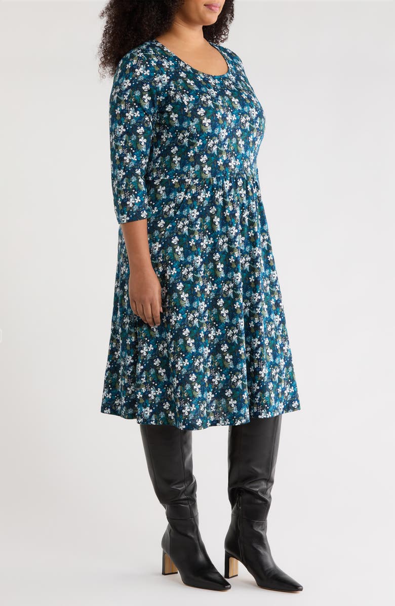 Seasalt Cornwall Enor Print Organic Cotton Fit & Flare Dress, Alternate, color, Moorland Floral Maritime