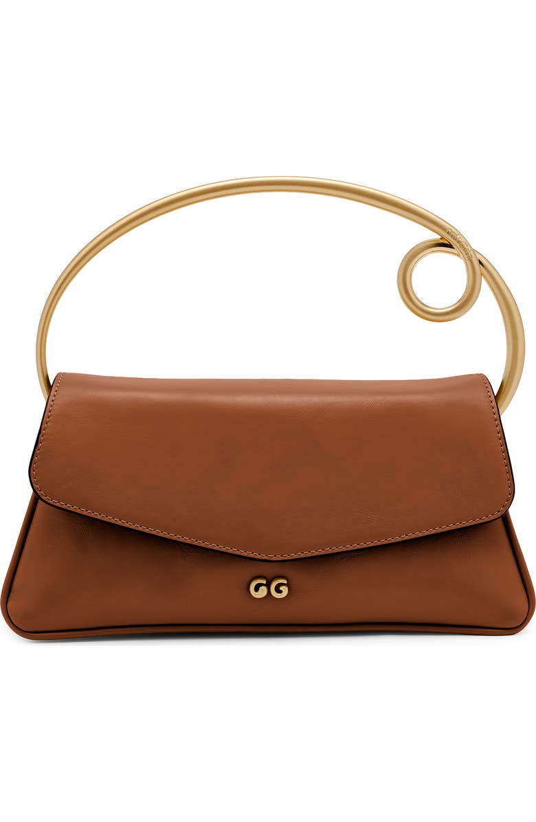 Cult Gaia Emily Leather Top Handle Bag, Main, color, Saddle