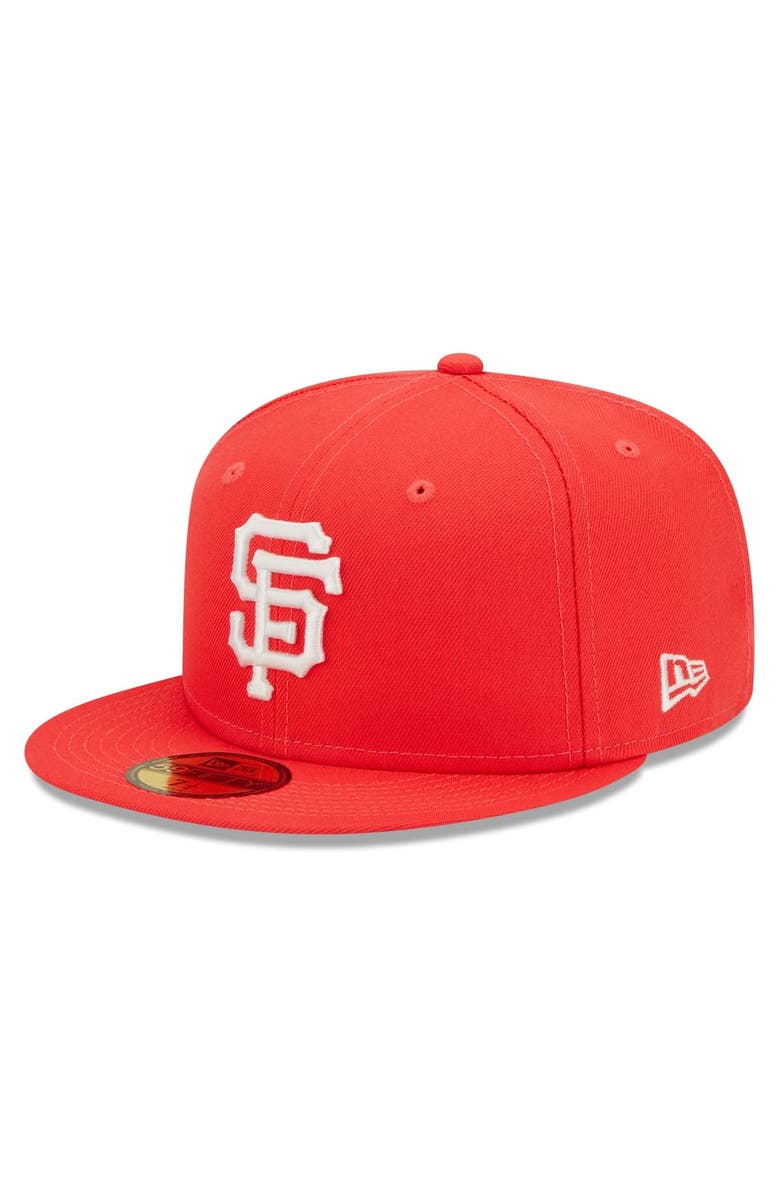 New Era Men's New Era Red San Francisco Giants Lava Highlighter Logo 59FIFTY Fitted Hat, Main, color, Red