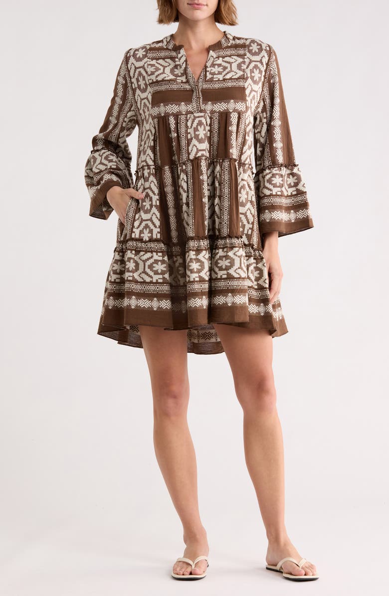 Elan Grecian Cover-Up Dress, Main, color, Brown/ Natural