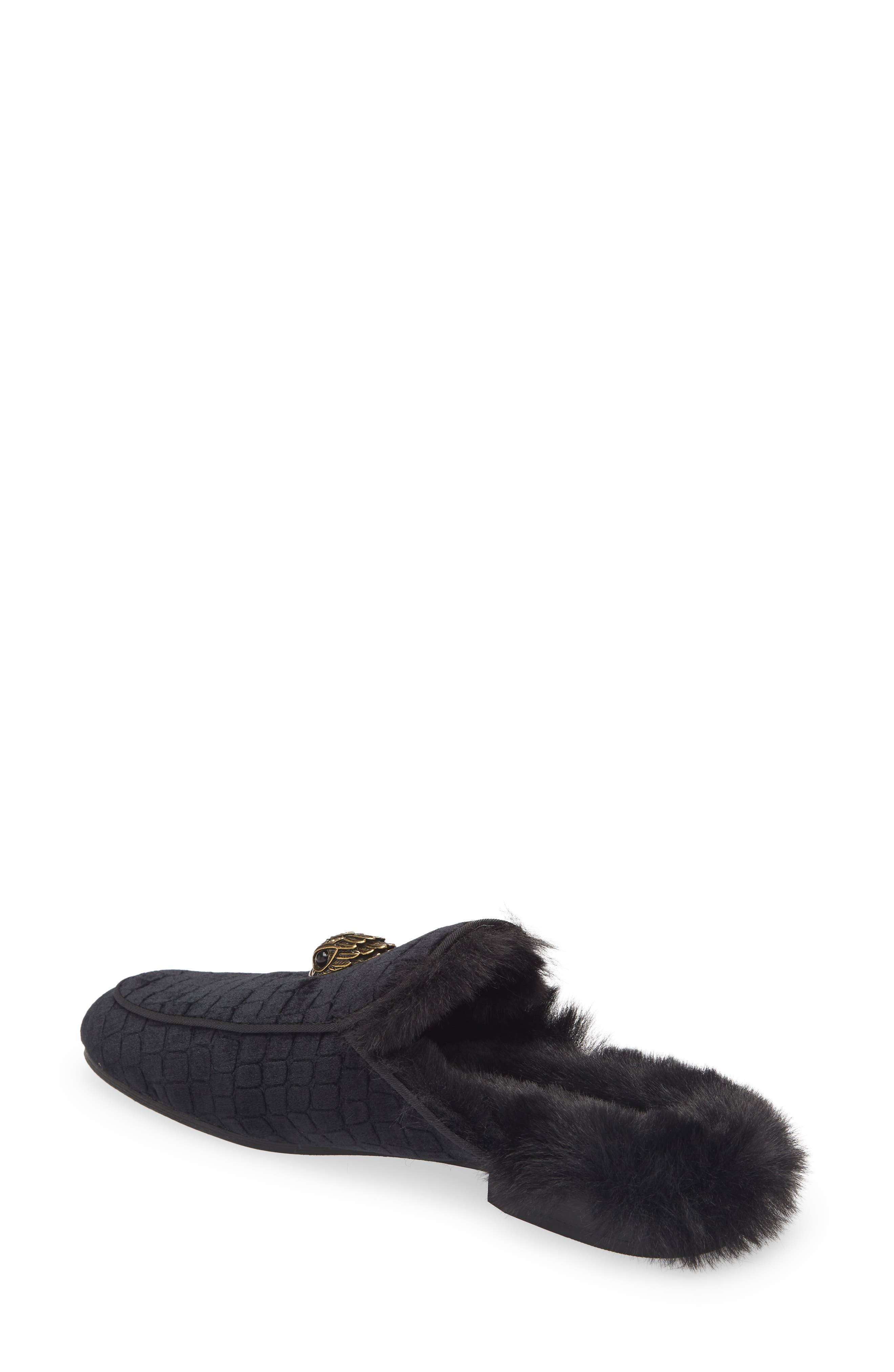 Kurt Geiger London Hugh Velvet & Faux Fur Loafer Mule, Alternate, color, 