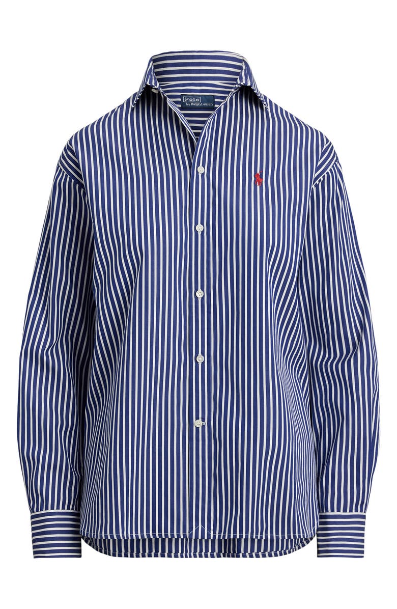 Polo Ralph Lauren Stripe Relaxed Fit Cotton Button-Up Shirt, Alternate, color, 1073D Royal/White