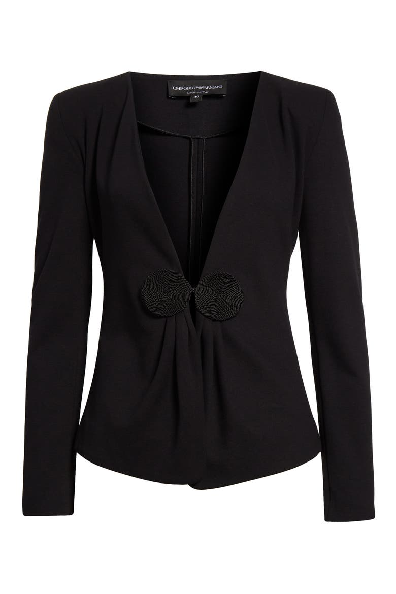 Shaped V-Neck Jersey Jacket, Alternate, color, SOLID BLACK