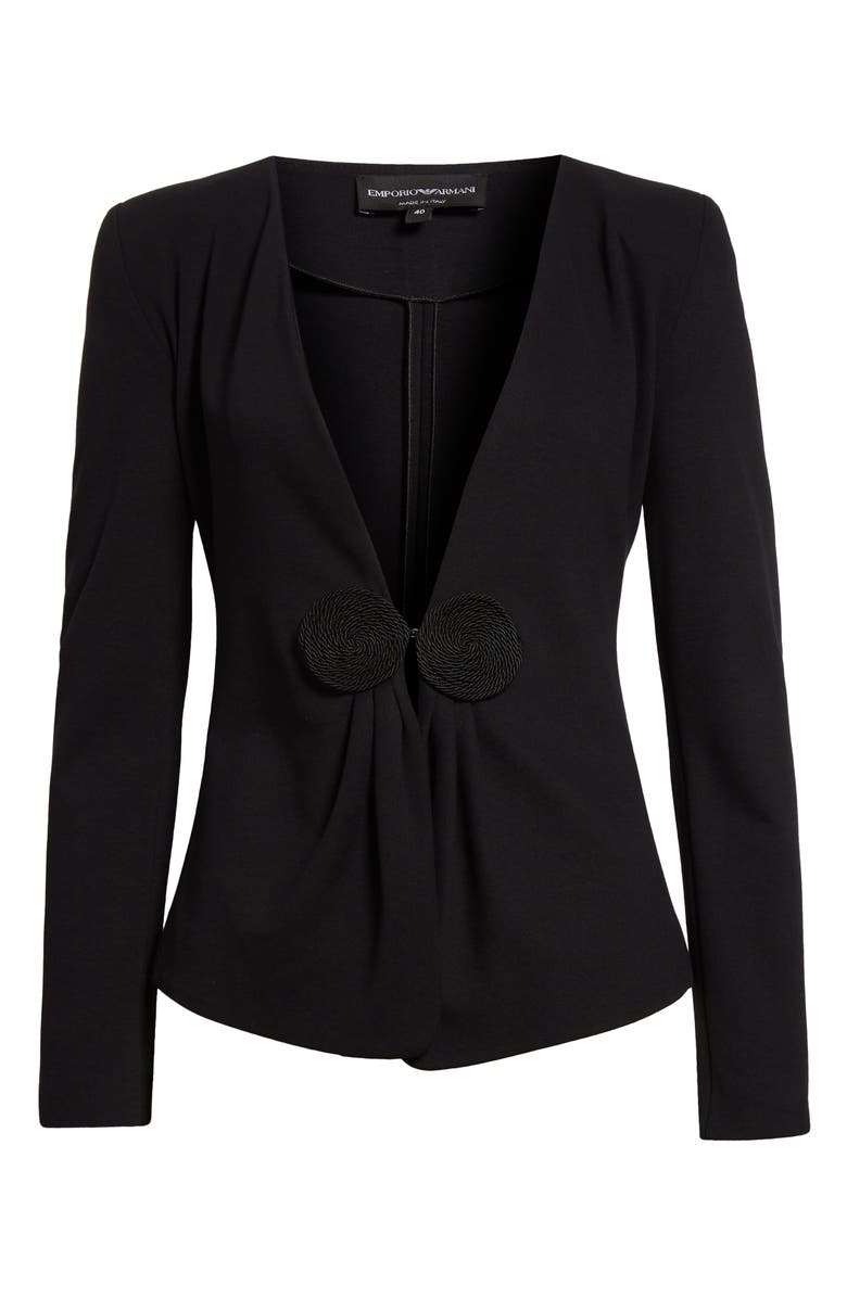Emporio Armani Shaped V-Neck Jersey Jacket, Alternate, color, Solid Black