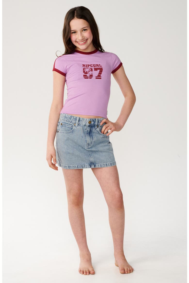 Kids' Surf 97 Graphic Fitted Ringer Tee, Alternate, color, LILAC
