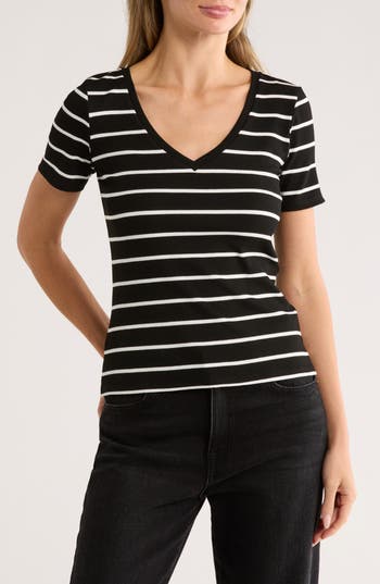 Cyrus Stripe V-neck Top In Multi