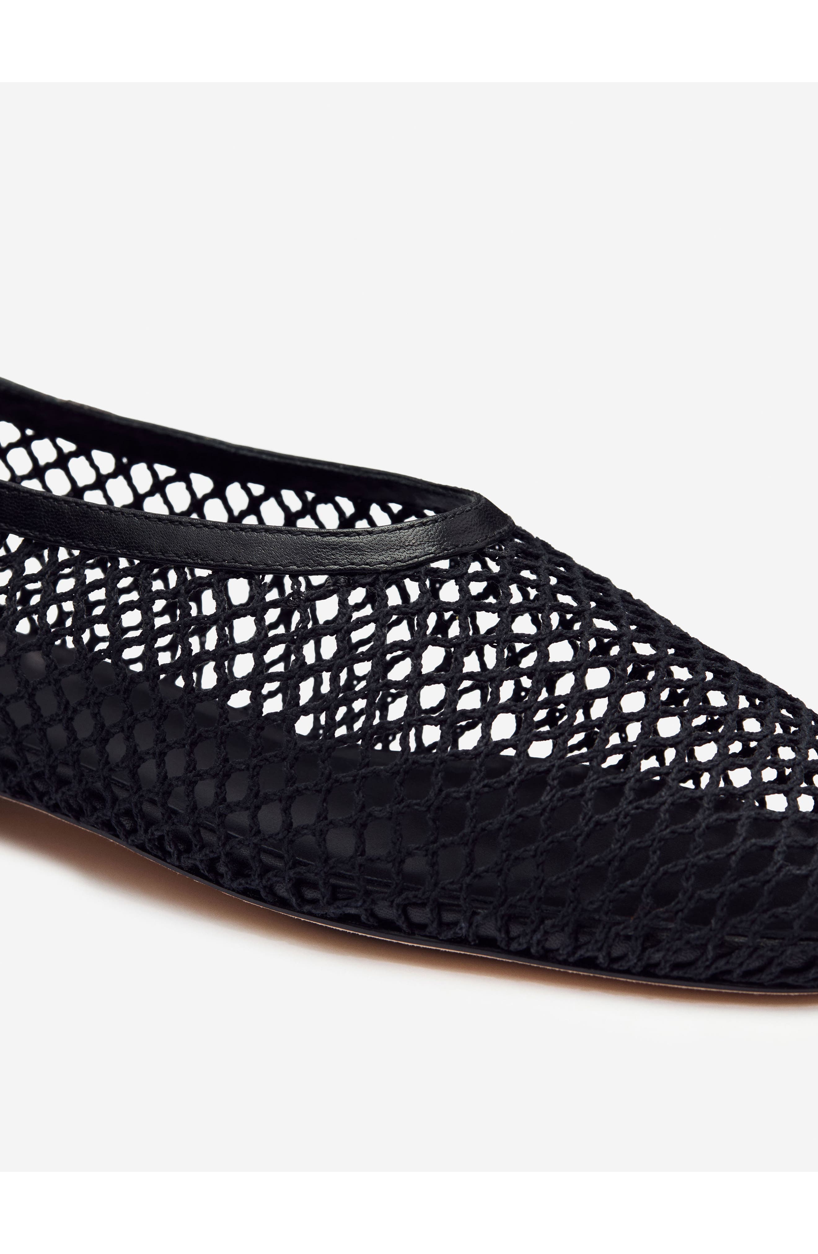 Reformation Britt Mesh Ballet Flat, Alternate, color, Black Crochet