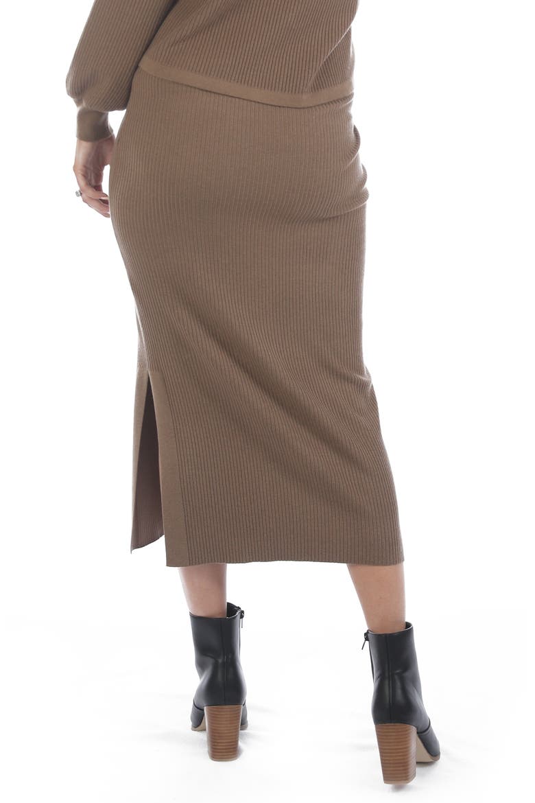 Rib Midi Skirt, Alternate, color, TAUPE
