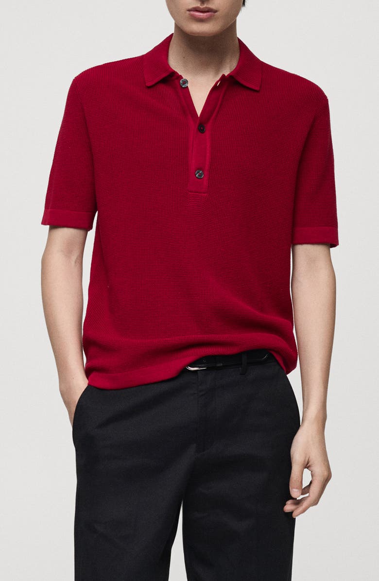 MANGO Textured Cotton Polo, Main, color, 