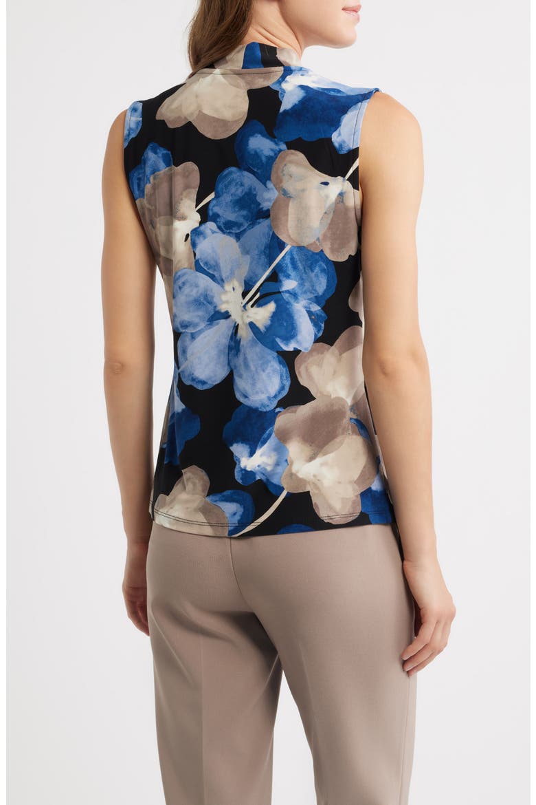 Floral Ruched Faux Wrap Top, Alternate, color, ANNE BLACK/ DUTCH BLUE MULTI