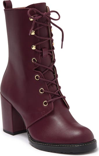 STUART WEITZMAN Cassey deals 75 Leather Block Heel Combat Boots