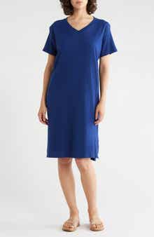 Eileen Fisher V-Neck Organic Cotton T-Shirt Dress
