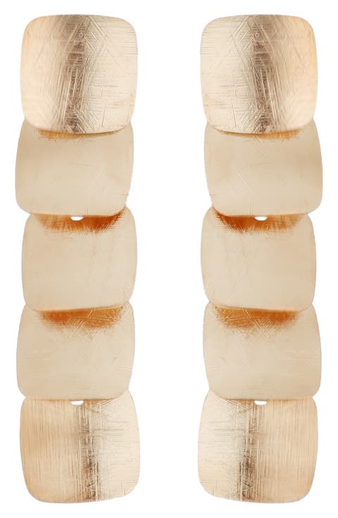 Textured Square Linear Drop Earrings