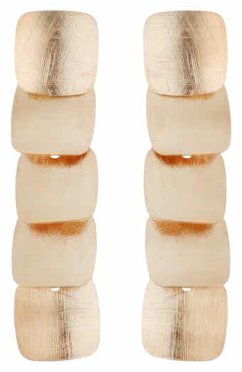 Textured Square Linear Drop Earrings