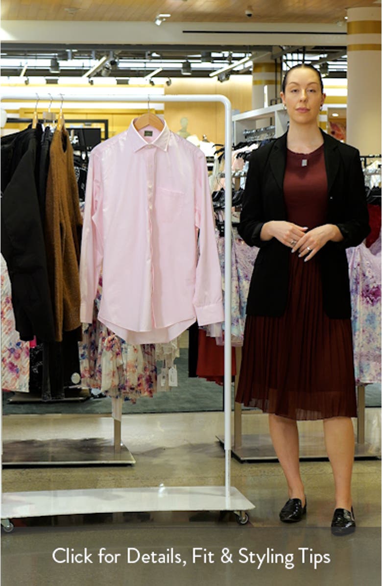 Slim Fit Microcheck Cotton Poplin Button-Up Shirt, sales video thumbnail