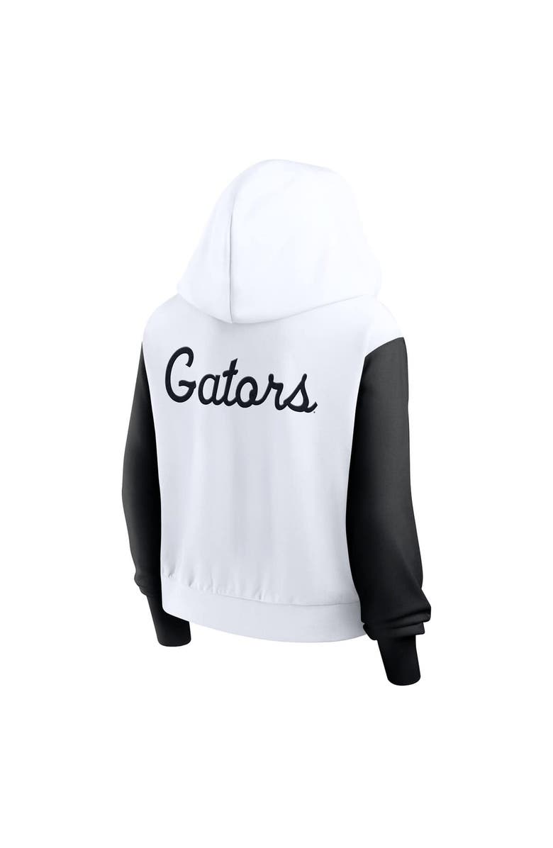 Jordan Brand Women's Jordan Brand White Florida Gators Cropped Athletic Prep Color Block Script Full-Zip Hoodie, Alternate, color, White