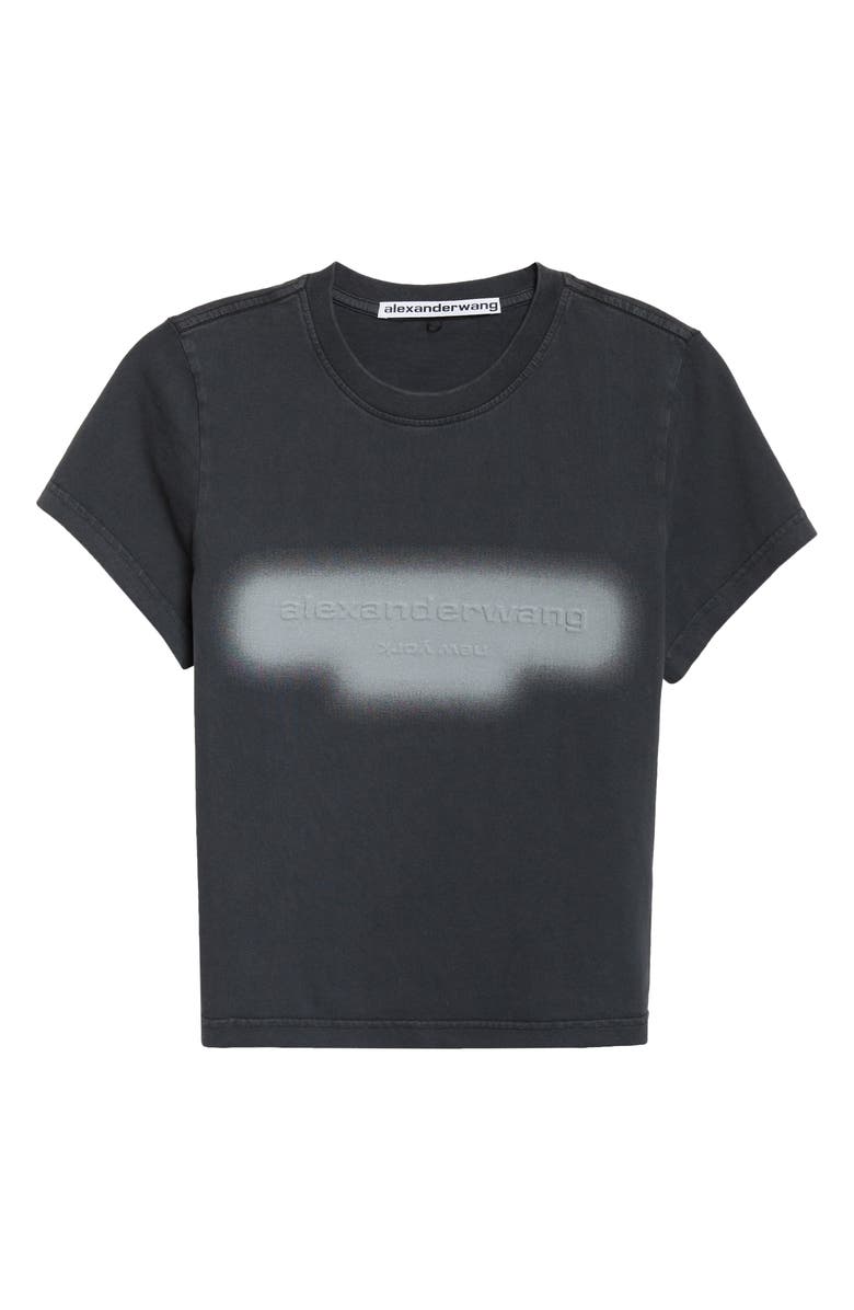 Alexander Wang Embossed Logo Shrunken Graphic T-Shirt, Main, color, Washed Black