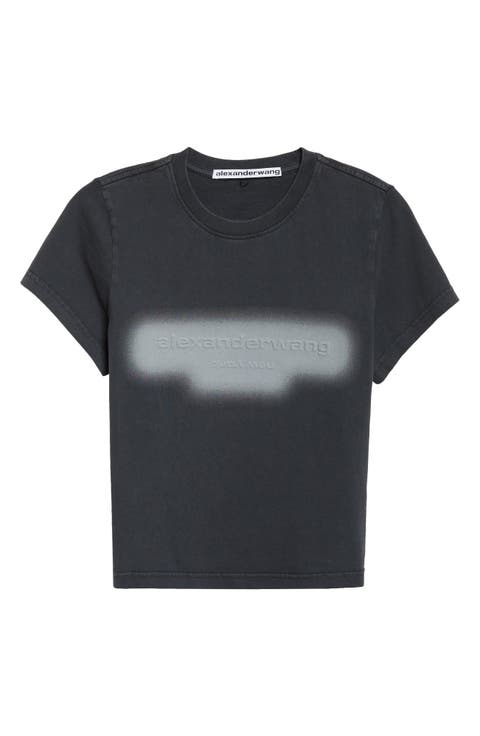 Embossed Logo Shrunken Graphic T-Shirt