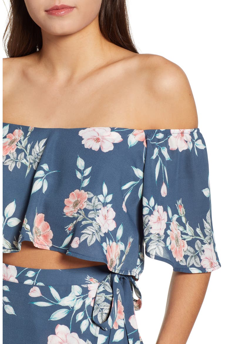 Flutter Crop Top, Alternate, color, GREY GRISAILLE GARDEN FLORAL