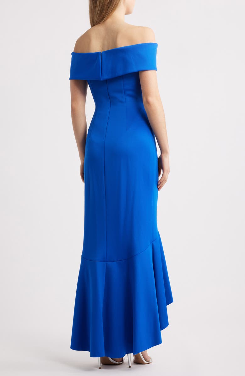 Eliza J Off the Shoulder High-Low Gown, Alternate, color, Cobalt